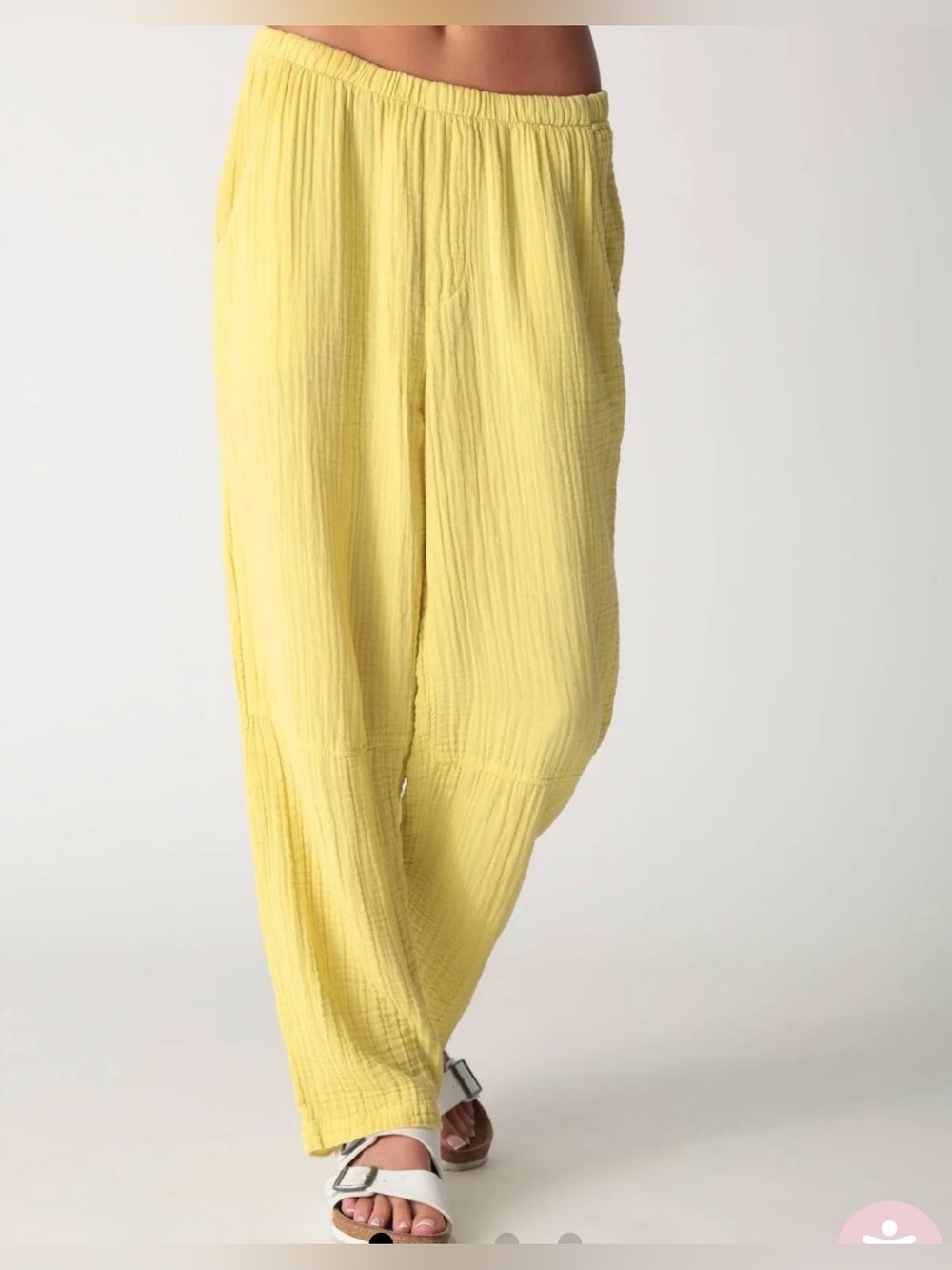 NWT Monrow Women’s Size XS Yellow Cotton Gauze Lounge Pants